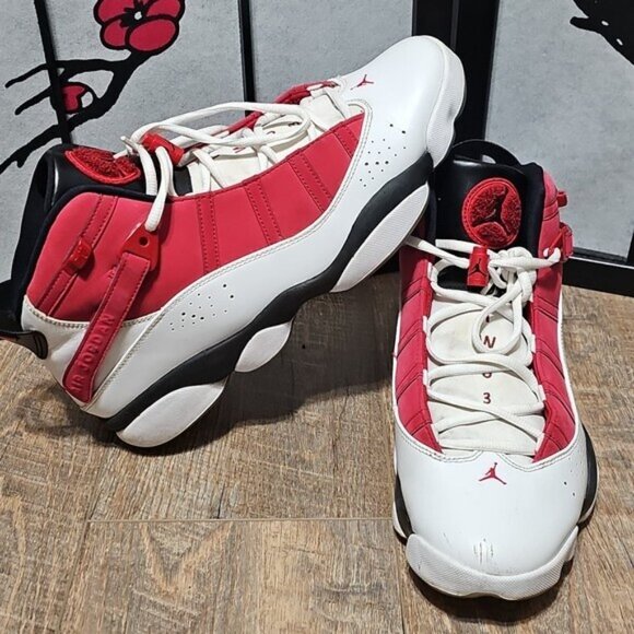 Jordan 6 Rings Red and White Basketball Shoes Size 13 - Picture 5 of 12
